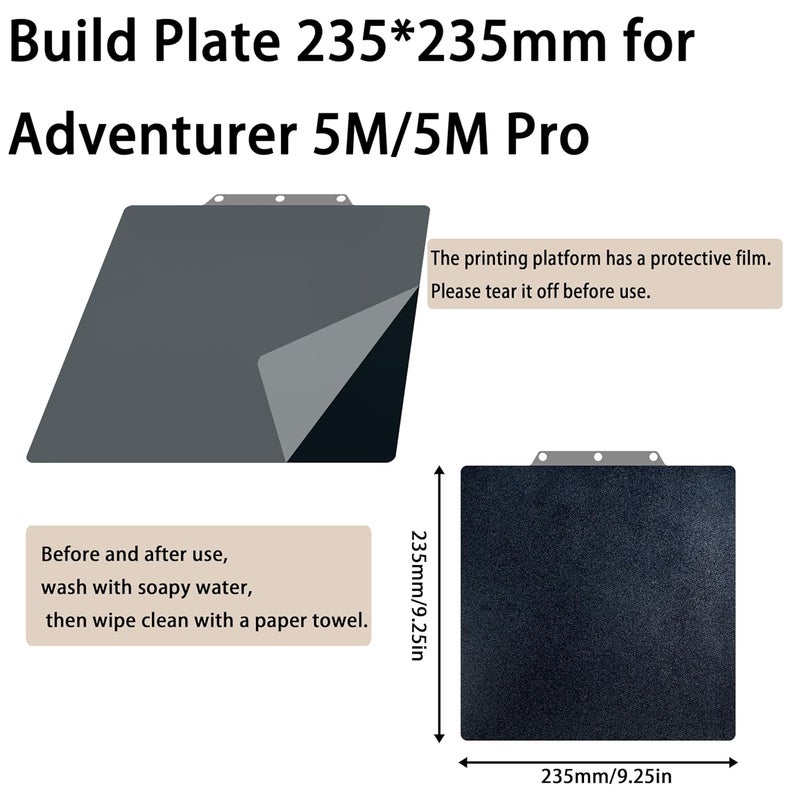Tiny Trees Build Plate for FLASHFORGE Adventurer 5M/5M Pro/AD5X: Textured PEI Build Plate Smooth PEO PET PEY Build Plate 235 * 235mm Compatible with FLASHFORGE Adventurer 5M/5M Pro/AD5X 3D Printer - Image 5